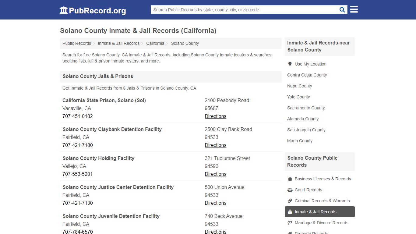 Free Solano County Inmate & Jail Records (California ...